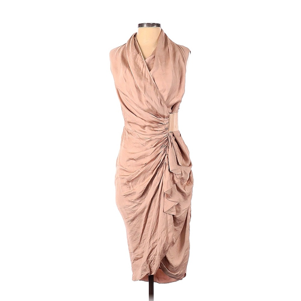 ALLSAINTS silk blush pink sheath pencil dress